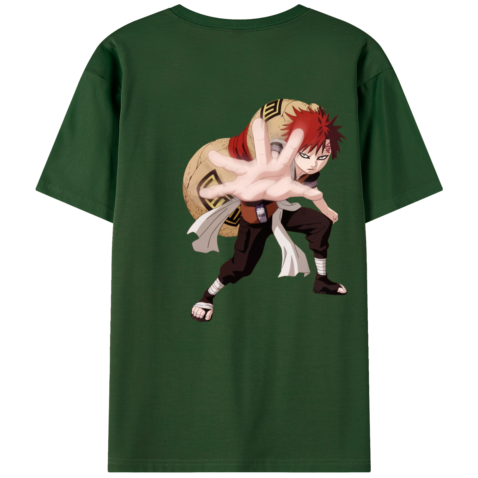（画像用） NARUTO -ナルト- ガアラ Gaara 綿100％半袖Tシャツ（背面プリント）